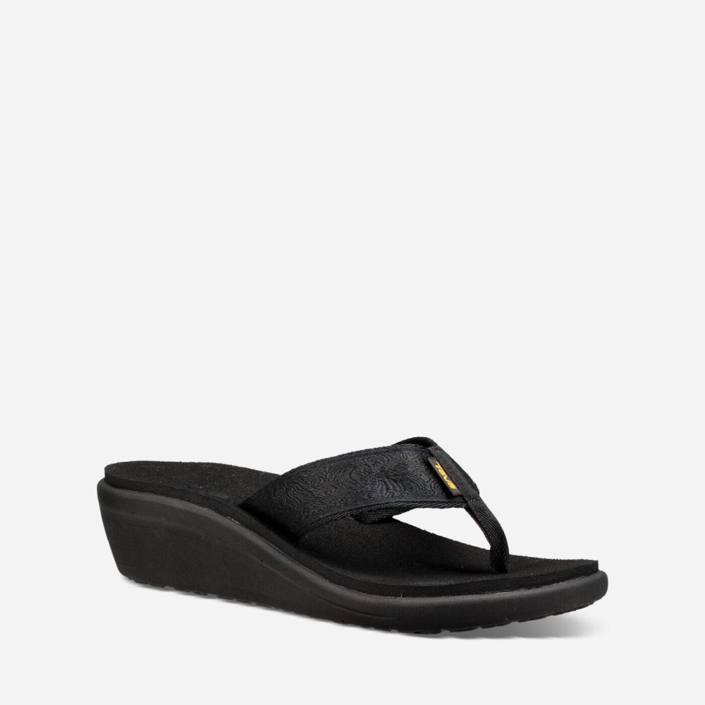 Teva Voya Wedge Women's Black Wedge Sandals CA31886 Canada Online